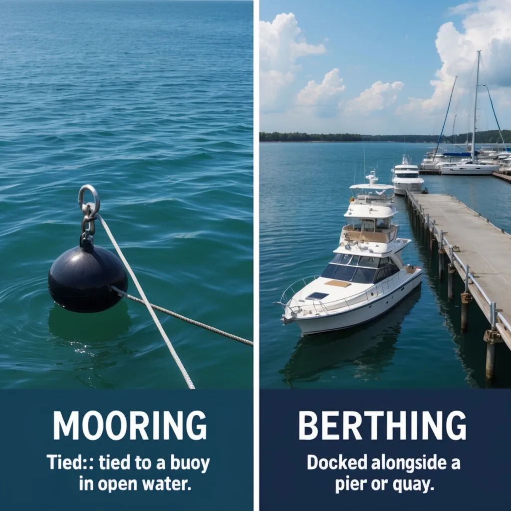 difference between mooring and berthing
